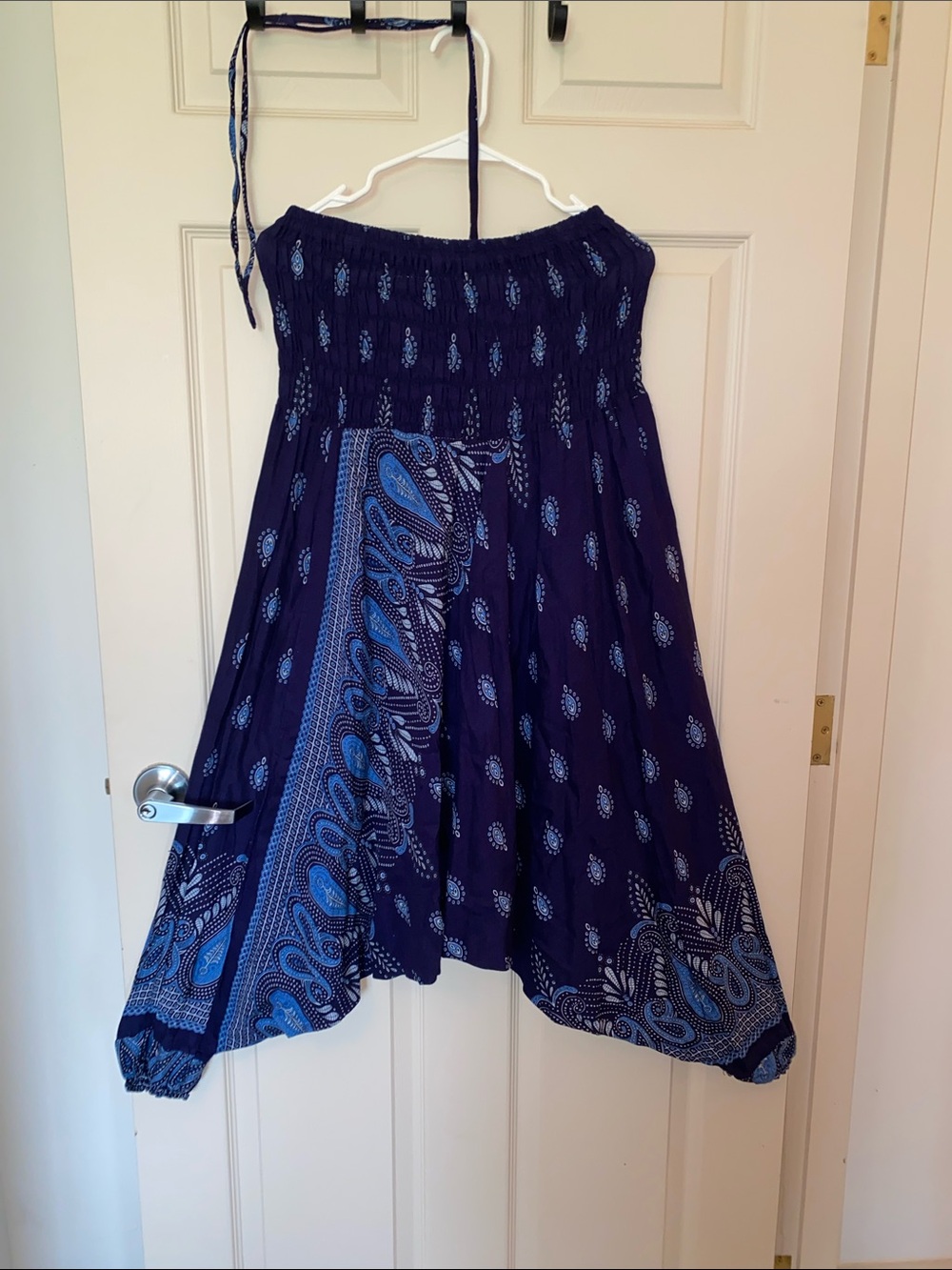 Thai Yoga Pants Navy/Light Blue Paisley